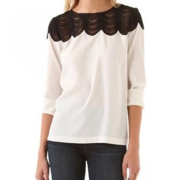 Club Monaco Tops - 3/$15 Club Monaco Scalloped Crochet Blouse